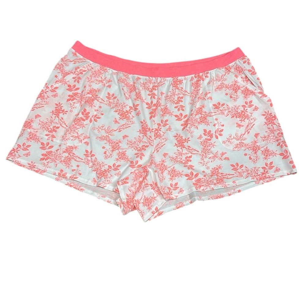 Cacique Comfy Cotton Printed PJ Pajama Shorts 26/28 Pink White